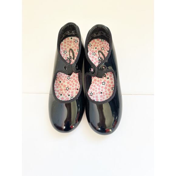 Capezio Tap Shoes Black Patent Girls Size 9.5 Dance - Picture 1 of 2